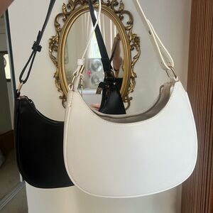 Elegant Black and White Women's Shoulder Bag